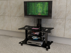 BR-TV903-Tempered Glass Top TV Stand in Black Printed