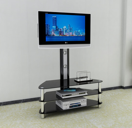 BR-TV900-MDF Glass TV Stand with 22"~55" Brackets Tilting and Swivel