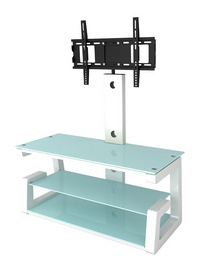 BR-TV636-White Paint Tempered Glass Top TV Stand