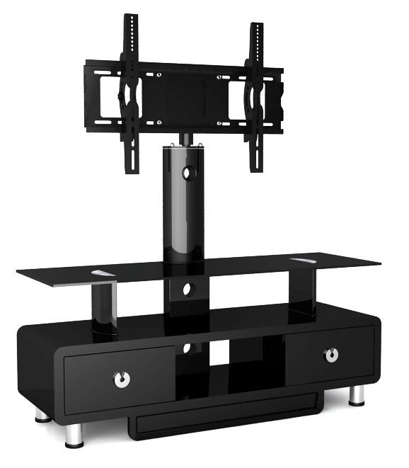 Black Tempered Glass Top MDF Glass TV Stand for 32" ~ 65" LCD/LED/PLASMA