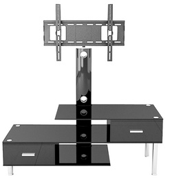 Multifunctional MDF Glass TV Stand with two MDF Drawers