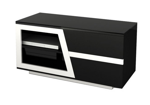Minimalism TV Stand Black tempered top glass and MDF Frame in black and white paint