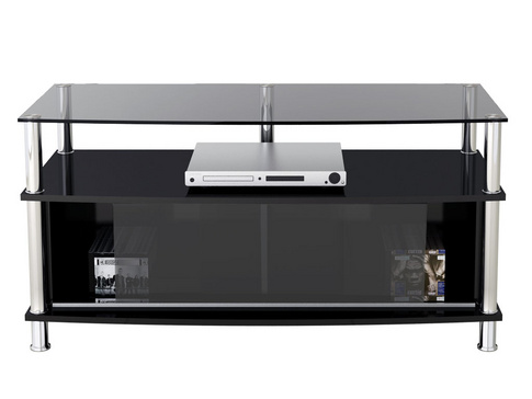 Black coloured MDF Glass TV Stand  for 32"~65" LCD/PLASMA