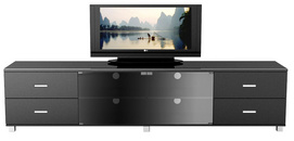 Melamine in black color and tempered glass TV  Stand