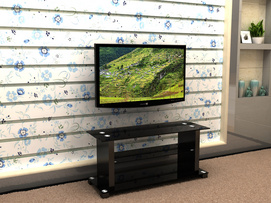 Black paint MDF and tempered glass tv stand