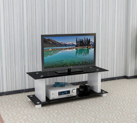 MDF and tempered glass modern tv stand with 32"~60" bracket