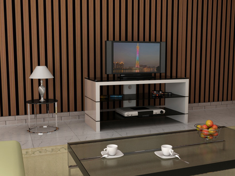 Modern TV Stand MDF with high glossy paint and black paint top tempered glass