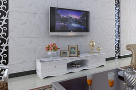 High Glossy MDF and White paint top tempered glass tv stand