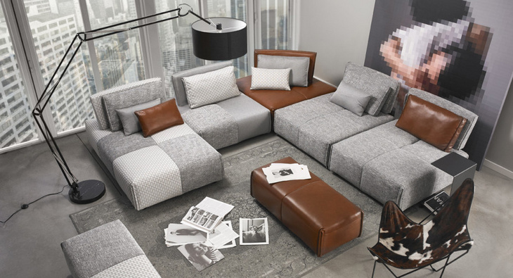F9297 fabric &leather sofa 沙发