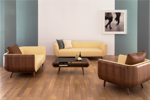 Living room sofa Scandinavian Solid Wood Sofa (Pantone)