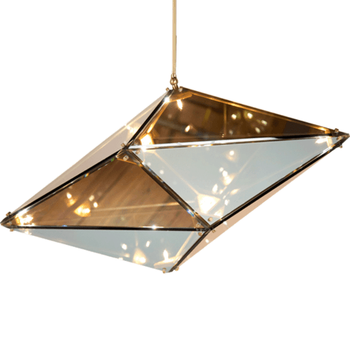 Polyhedral glass chandelier