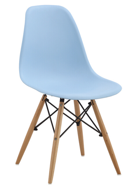 Plastic chair with wood legs