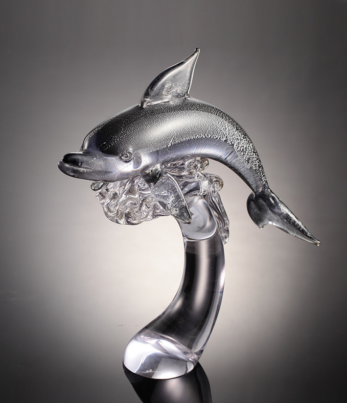 Crystal glass crafts sleeping dolphin