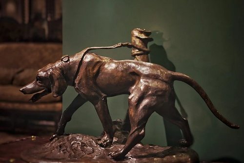 法國(guó)19世紀(jì)狩獵者銅雕藝術(shù)品