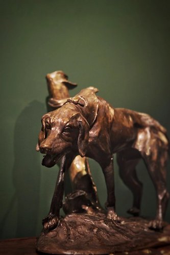法國(guó)19世紀(jì)狩獵者銅雕藝術(shù)品