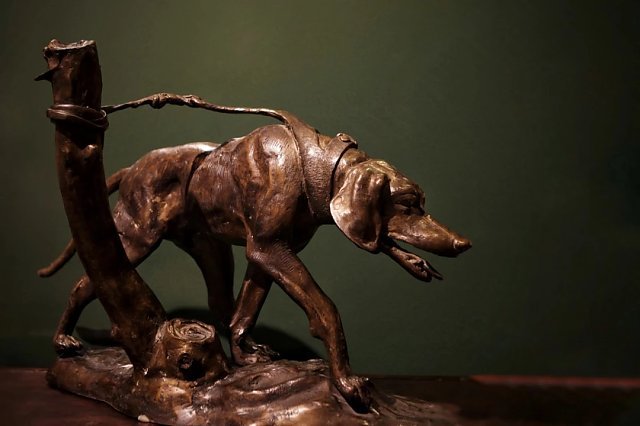 法国19世纪狩猎者铜雕艺术品