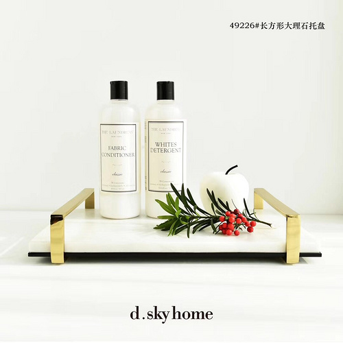 Imported marble gold handle tray