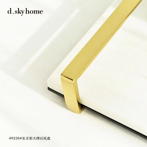進(jìn)口大理石金色拉手托盤