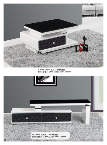 Black paint tempered glass and MDF modern tv stand