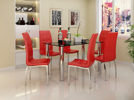 Red Dining table and chairs BR-DT37L+BR-DC342B