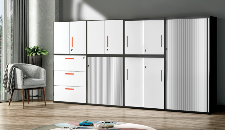 Sliding door filing cabinet