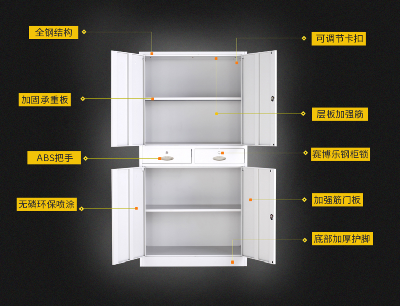 Vertical four-door filing cabinet