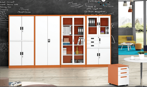 Vertical glass door filing cabinet