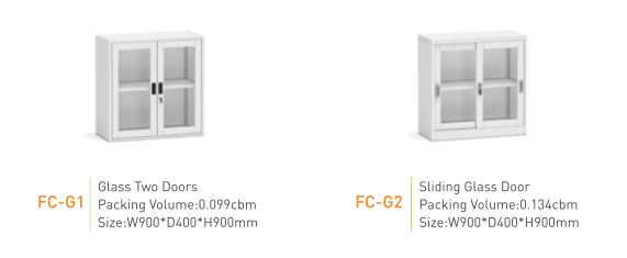 Vertical glass door filing cabinet