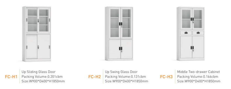 Vertical glass door filing cabinet