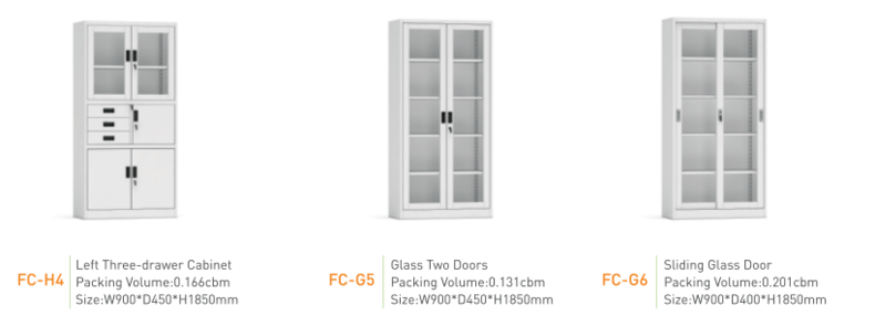 Vertical glass door filing cabinet
