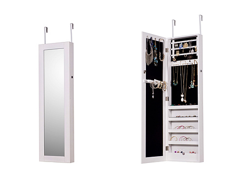 Wall Mounted Mirror Jewelry Cabinet
