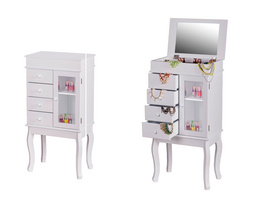 White Jewelry Cabinet with 5 Drawers