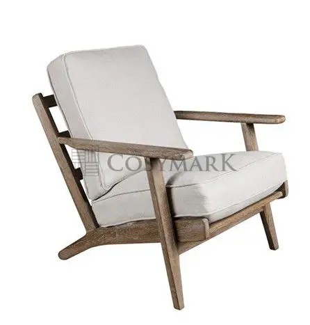European classical style white oak wood lounge chair