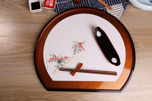 半月餐盘 日本漆器