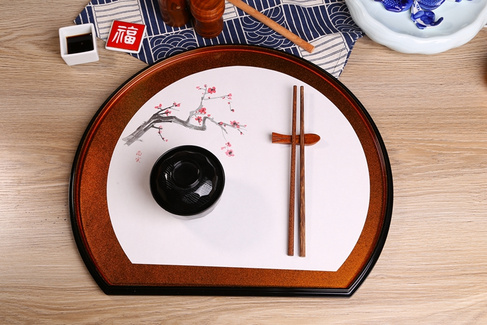 半月餐盘 日本漆器