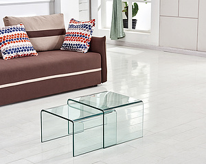 BENT GALSS CLEAR NESTING TABLE玻璃茶几