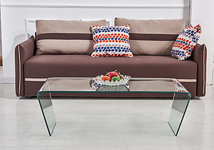 BENT GLASS COFFE TABLE WITH BEVEL EDGE玻璃茶几
