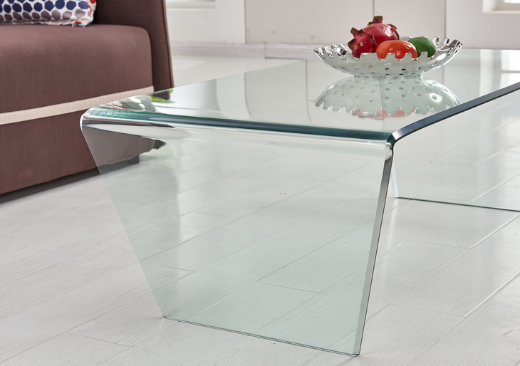 BENT GLASS COFFE TABLE WITH BEVEL EDGE玻璃茶几