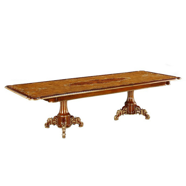 Bone inlaid retractable long dining table