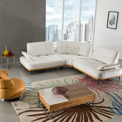Contemporary leather sofa with functional back pad and armrest沙发
