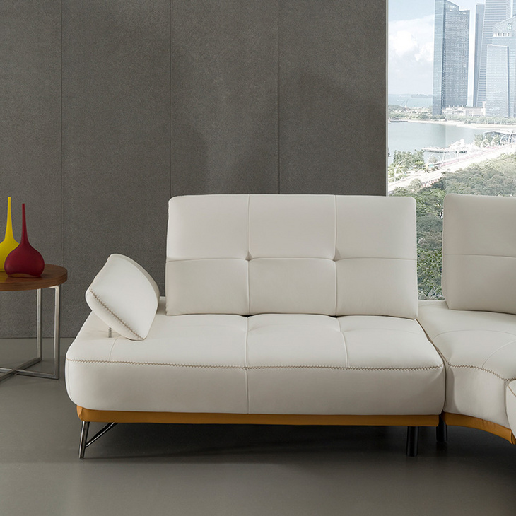 Contemporary leather sofa with functional back pad and armrest沙发