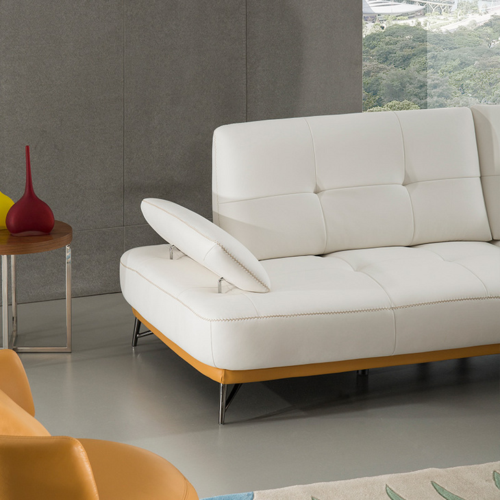 Contemporary leather sofa with functional back pad and armrest沙发