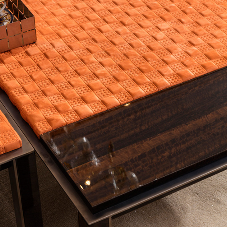 luxury coffee table covered with top grain italian leather茶几