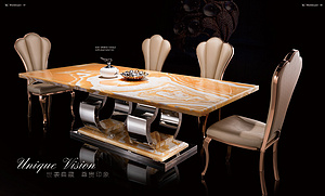 A96 Luxury Stone Retangle Dining Table餐桌椅