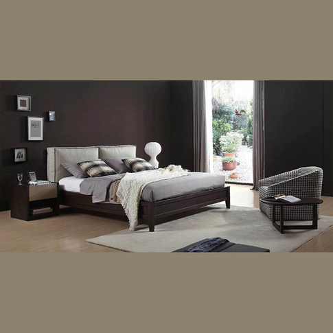 Modern style double solid wood bed