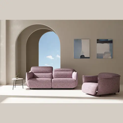 Amy Power Pink Fabric Two-seater Sofa
