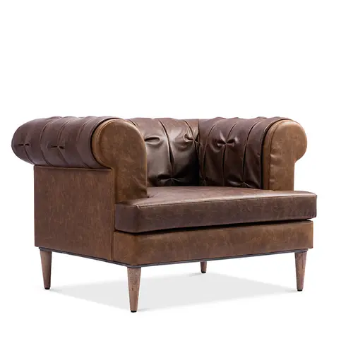 Industrial Brown Leather Armchair