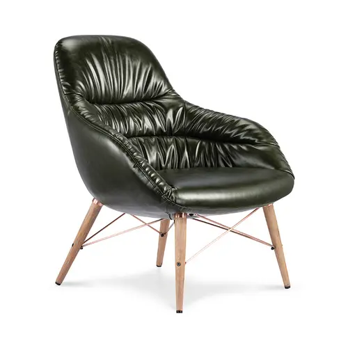 Modern Lounge Chair with Leather Wooden Legs