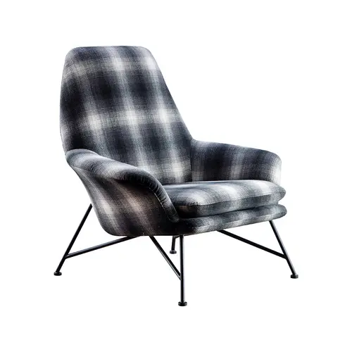 Black and White Plaid Single Sofa Armchair