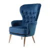 Modern Dark Blue Velvet Highback Single Chair